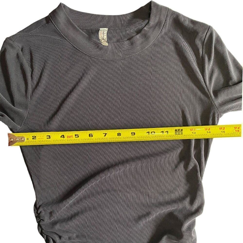Intimately Free People Ruched Mini Rib Knit Gray Top Size SP - Picture 8 of 9